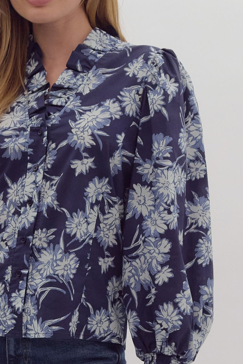 Navy Floral Top