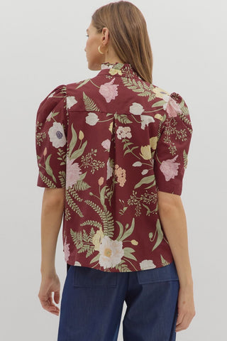 Merlot Floral Top