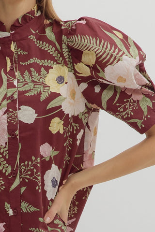Merlot Floral Top
