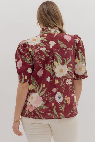 Merlot Floral Plus Top