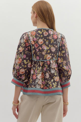 Chocolate Vintage Floral Top