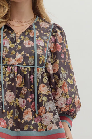 Chocolate Vintage Floral Top