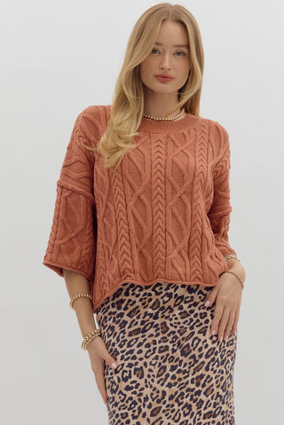 Rust Cable Knit Sweater