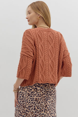 Rust Cable Knit Sweater