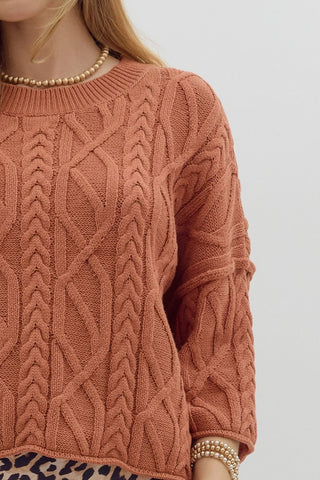 Rust Cable Knit Sweater