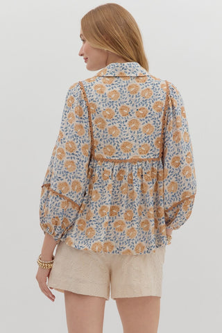 Camel Lantern Sleeve Top