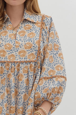 Camel Lantern Sleeve Top