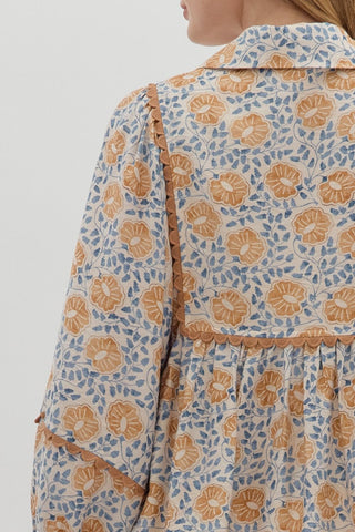 Camel Lantern Sleeve Top