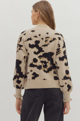 Abstract Zip Front Sweater