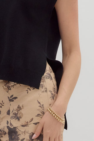 Black Muscle Sleeve Sweater