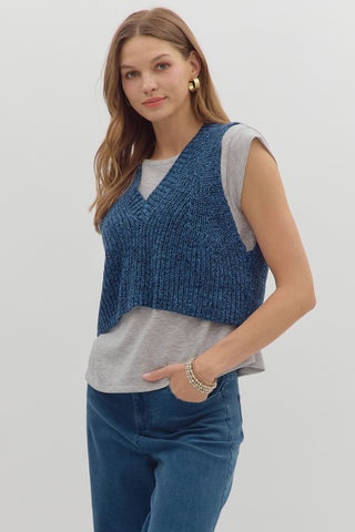 Navy & Grey Twofer Pullover