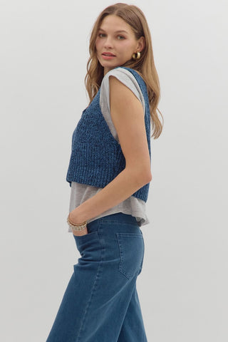 Navy & Grey Twofer Pullover