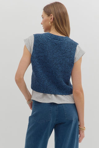 Navy & Grey Twofer Pullover