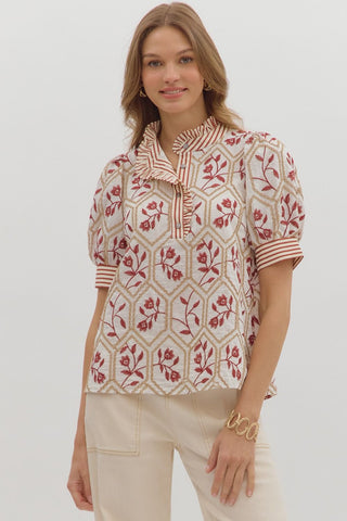 Brick Embroidered Top