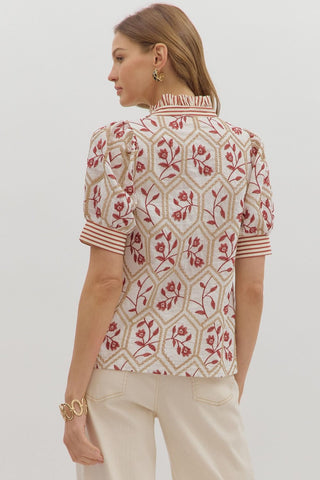Brick Embroidered Top