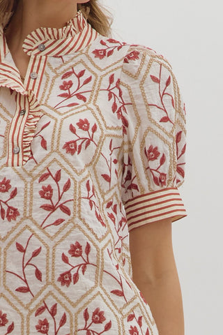 Brick Embroidered Top