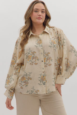 Plus Ecru Floral Top