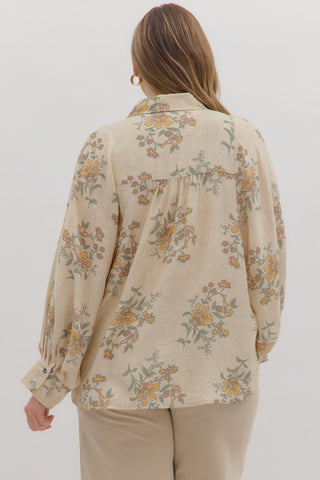 Plus Ecru Floral Top
