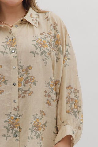 Plus Ecru Floral Top