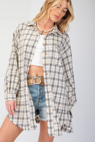 Natural Mineral Washed Plaid Shirt