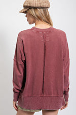 Mulberry Washed Crew Pullover