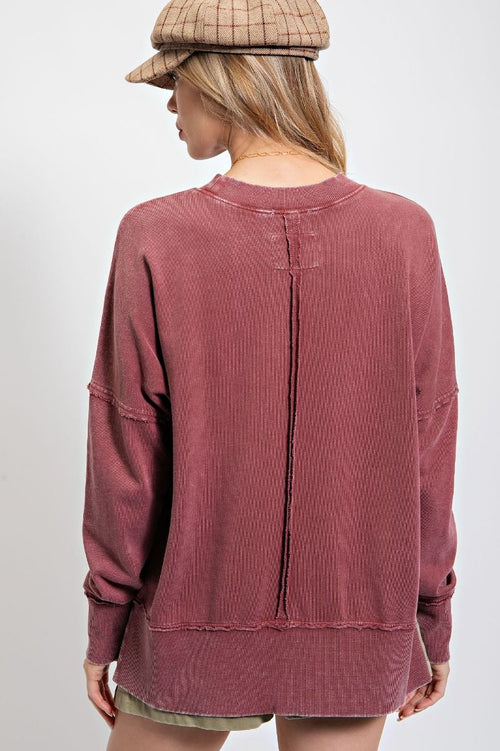 Mulberry Washed Crew Pullover