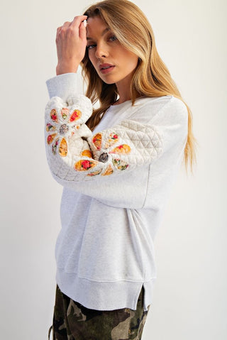 Quilted Washed Terry Pullover