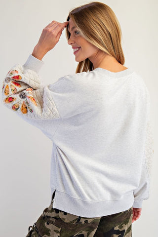 Quilted Washed Terry Pullover