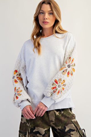 Quilted Washed Terry Pullover