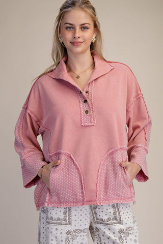 Dusty Rose Polka Dot Mix Pullover