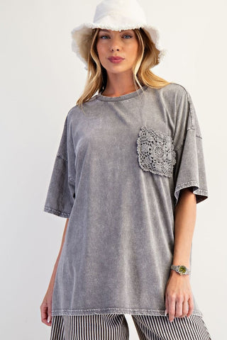 Ash Crochet Pocket Mineral Wash Tee