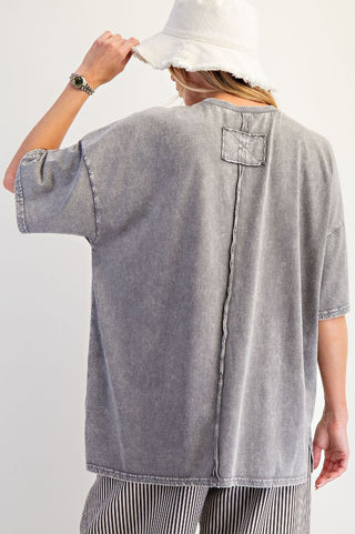 Ash Crochet Pocket Mineral Wash Tee
