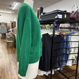 Aqua Cashmere Sweater Green V Neck Pullover