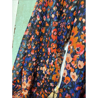 Aqua Floral Long-Sleeve Blouse Multi color