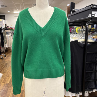 Aqua Cashmere Sweater Green V Neck Pullover
