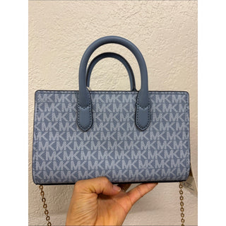 Michael Kors mini Monogram crossbody Chambray blue