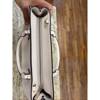 kate spade Cream Leather Top-Handle Satchel with Logo