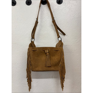 Arezzo Suede leather Fringe Crossbody Bag Brown