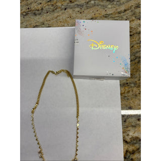 Disney Gold-Tone Necklace with Clear Zircon Drops