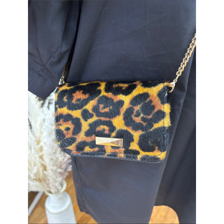 I.N.C. Leopard Print Haircalf Crossbody with Gold Chain