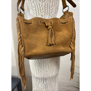Arezzo Suede leather Fringe Crossbody Bag Brown