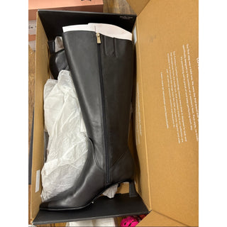 Naturalizer Black Leather Knee-High Boot with Kitten Heel W8 wide calf