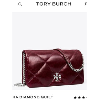 Tory Burch Quilted Burgundy Shoulder Bag with Silver Chain