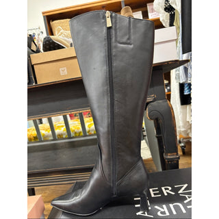 Naturalizer Black Leather Knee-High Boot with Kitten Heel W8 wide calf