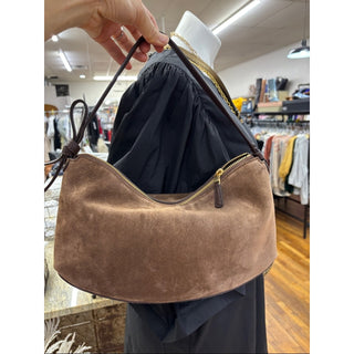 kate spade Brown Suede Crescent Shoulder Bag with Dark Brown Strap