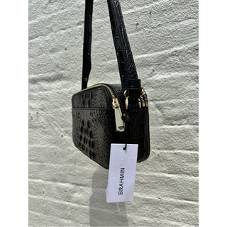 Brahmin Black Danica Croc-Embossed Crossbody Bag