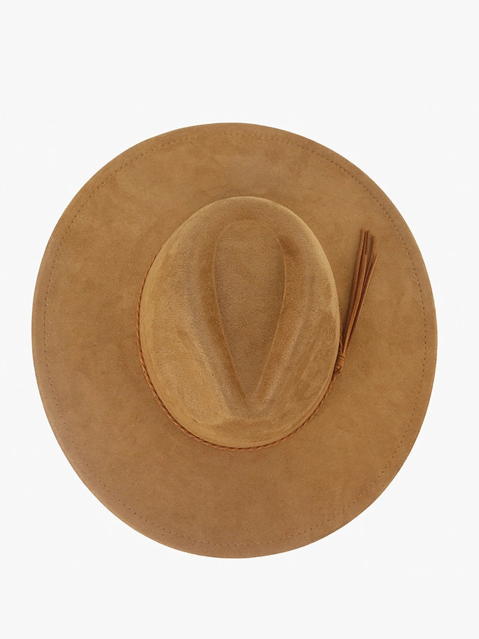 Faux Suede Fedora w/Braided Band