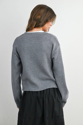 Grey Cardigan w/Fun Buttons