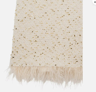 Rare Editions Girls 16 Gold Foil Boucle Dress Feather Fringe dress