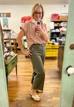 Judy Blue Olive High Rise Control Top Crop Wide Leg
